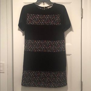 Black shift dress with cute floral detail
